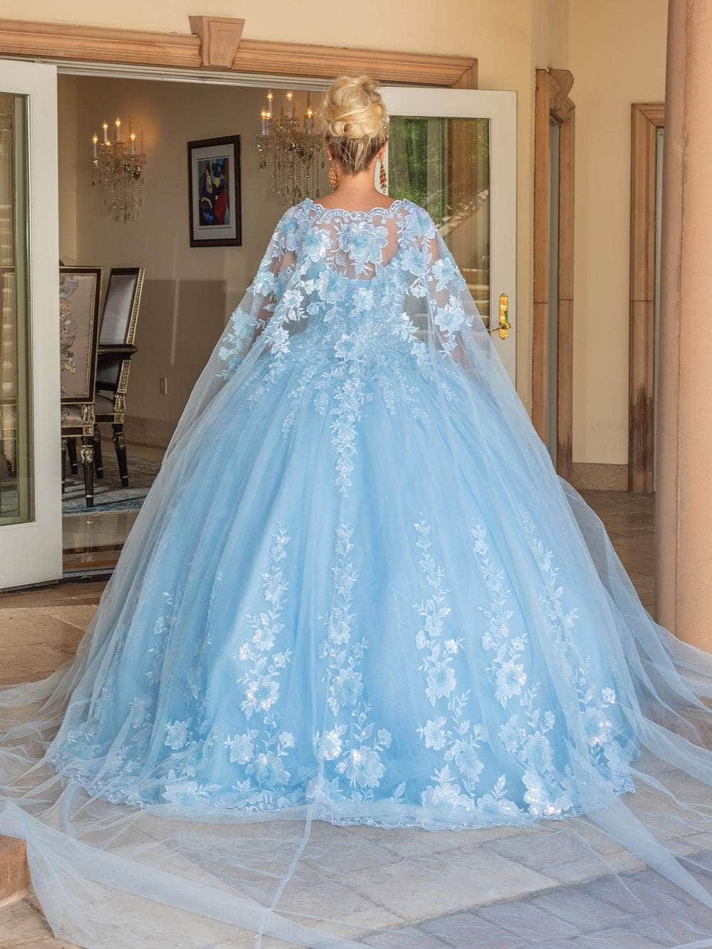 Dancing Queen 1778 - Sheer Cape Sweetheart Ballgown