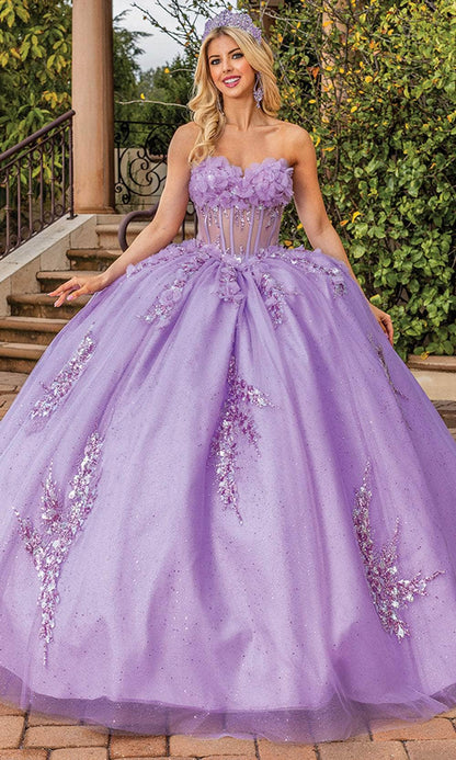 Dancing Queen 1813 - Strapless Applique Ballgown