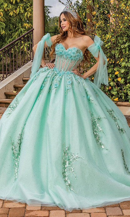 Dancing Queen 1813 - Strapless Applique Ballgown