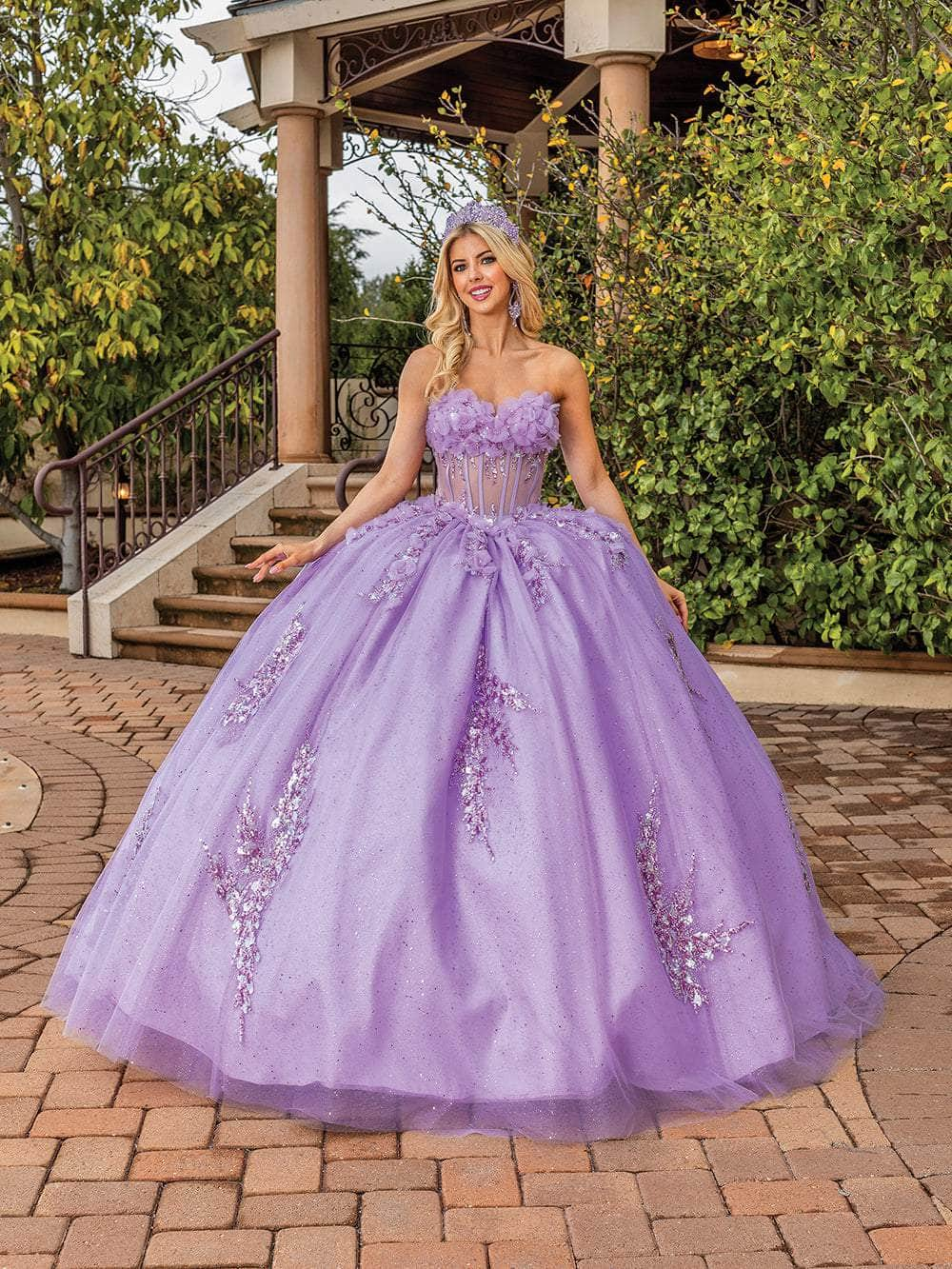 Dancing Queen 1813 - Strapless Applique Ballgown