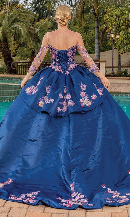 Dancing Queen 1816 - Long Sleeve Floral Ballgown