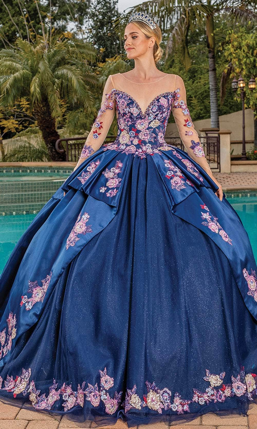 Dancing Queen 1816 - Long Sleeve Floral Ballgown