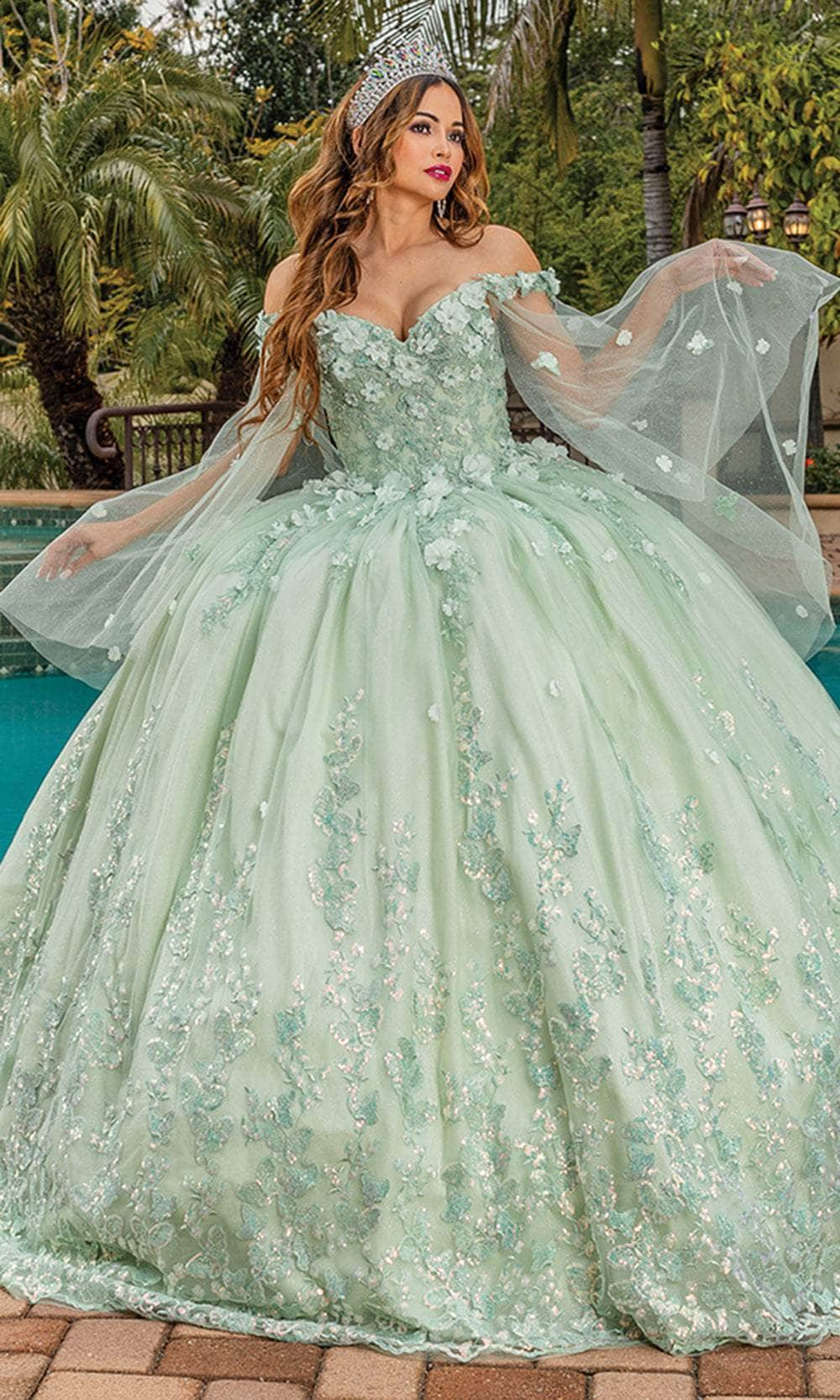 Dancing Queen 1819 - Illusion Sleeve Floral Ballgown