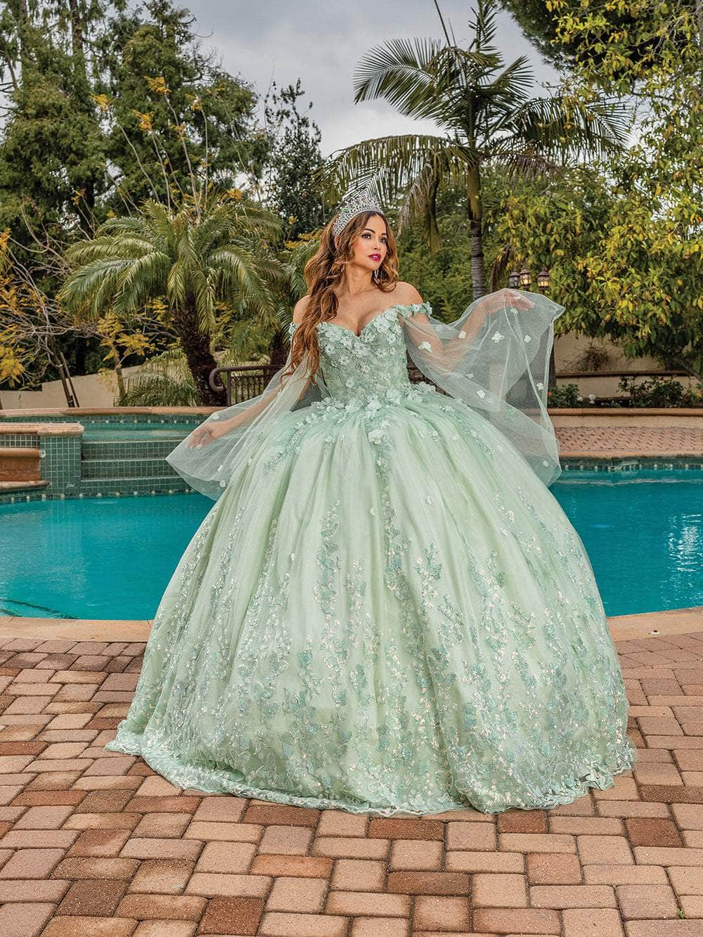 Dancing Queen 1819 - Illusion Sleeve Floral Ballgown